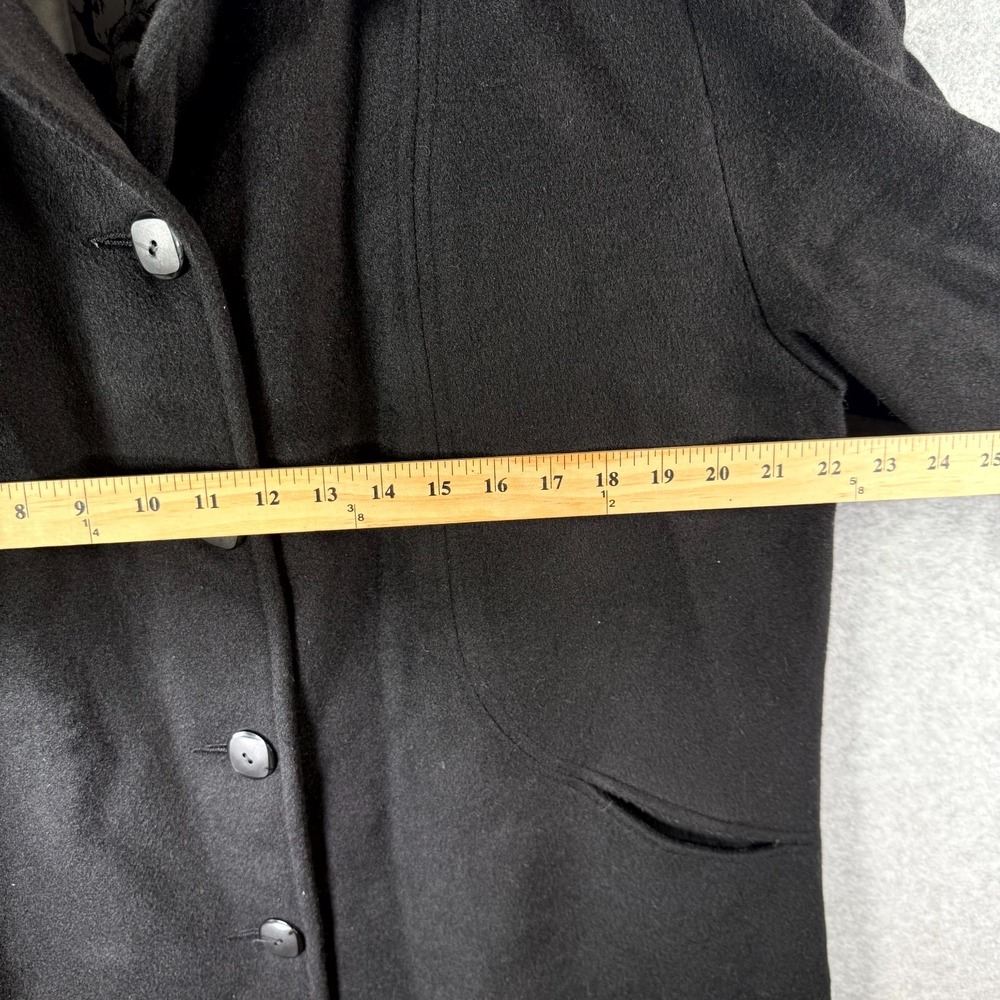 Alorna Long Coat Women's M/L Black Super Fine Wool Blend Collared Button Front - Picture 7 of 13